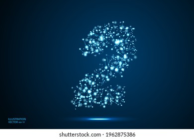 Abstract number two, figure 2, consisting of triangles, circles, spots of decay, stars. Vector eps 10.