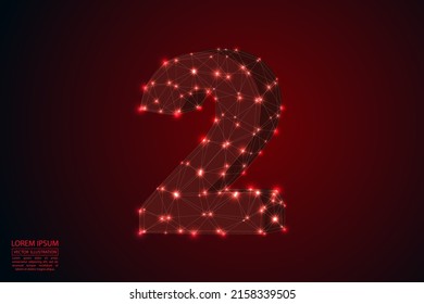 Resumen número dos, figura 2, compuesto de triángulos, círculos, puntos de decadencia, estrellas. Vector eps 10.