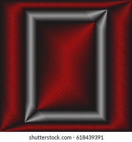 Abstract number zero with diagonal red and silver stripes.