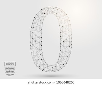 Abstract number zero, figure 0, consisting of triangles, circles, spots of decay, stars. Vector eps 10.