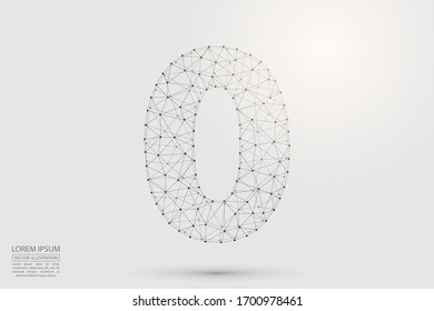 Abstract number zero, figure 0, consisting of triangles, circles, spots of decay, stars. Vector eps 10.