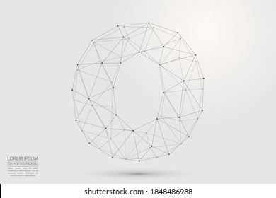 Abstract number zero, figure 0, consisting of triangles, circles, spots of decay, stars. Vector eps 10.