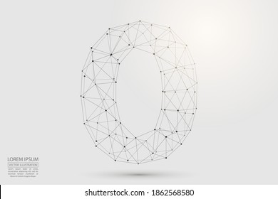 Abstract number zero, figure 0, consisting of triangles, circles, spots of decay, stars. Vector eps 10.