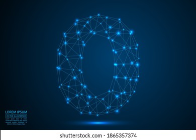 Abstract number zero, figure 0, consisting of triangles, circles, spots of decay, stars. Vector eps 10.