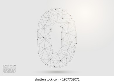 Abstract number zero, figure 0, consisting of triangles, circles, spots of decay, stars. Vector eps 10.