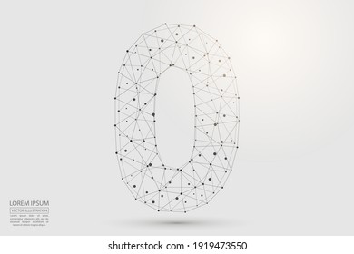 Abstract number zero, figure 0, consisting of triangles, circles, spots of decay, stars. Vector eps 10.