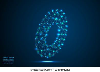 Abstract number zero, figure 0, consisting of triangles, circles, spots of decay, stars. Vector eps 10.