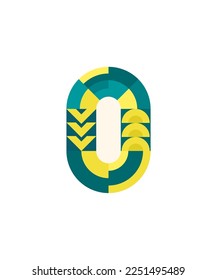 Abstract number zero icon with geometric style