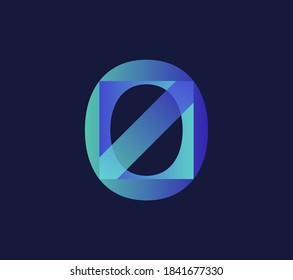 Abstract number zero template logo. Gradient blue sign template.