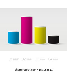 Abstract numbered 3D CMYK infographic design with your text  Eps 10 vector illustration