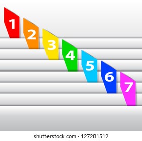 Abstract numbered colorful labels between pages. Vector illustration
