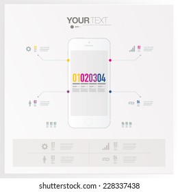 Abstract numbered infographic design with your text and layout on smartphone screen. can be used for workflow layout, diagram, chart, number options, web design. Eps 10 stock vector illustration 