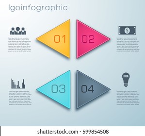 Abstract numbered inforgraphics elements and business icons on grey background flat isolated vector illustration