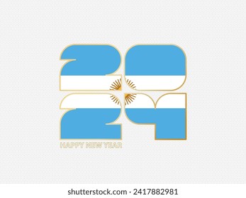 Abstract numbers 2024 with flag of Argentina. Vector illustration.