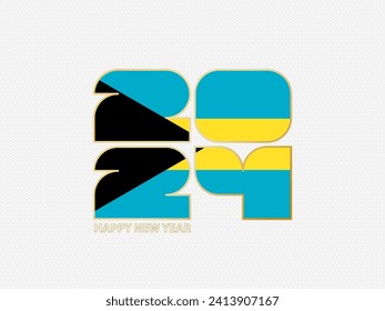 Número abstracto 2024 con bandera de Bahamas. Ilustración vectorial.