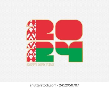 Abstract numbers 2024 with flag of Belarus. Vector illustration.