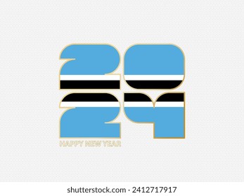 Abstrakte Zahlen 2024 mit der Flagge von Botsuana. Vektorgrafik.