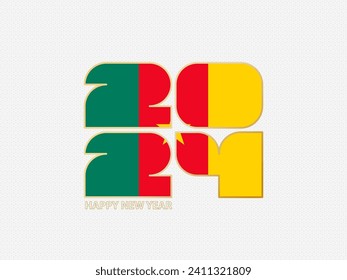 Número abstracto 2024 con bandera de Camerún. Ilustración vectorial.