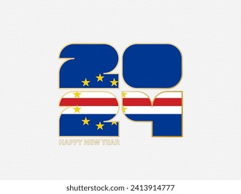 Abstract numbers 2024 with flag of Cape Verde. Vector illustration.