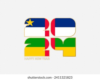 Abstract numbers 2024 with flag of Central African Republic. Vector illustration.