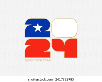 Abstract numbers 2024 with flag of Chile. Vector illustration.