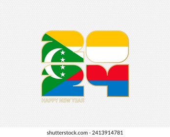 Número abstracto 2024 con bandera de las Comoras. Ilustración vectorial.
