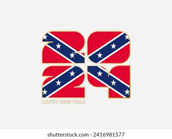 Abstract numbers 2024 with flag of Confederate. Vector illustration.