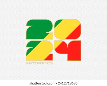 Abstrakte Zahlen 2024 mit der Flagge des Kongo. Vektorgrafik.
