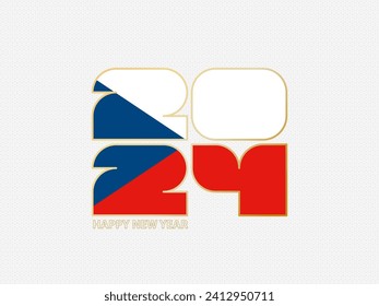 Abstract numbers 2024 with flag of Czech Republic. Vector illustration.