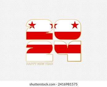 Resumen número 2024 con bandera del Distrito de Columbia. Ilustración vectorial.