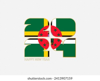 Abstract numbers 2024 with flag of Dominica. Vector illustration.