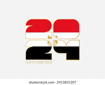 Abstract numbers 2024 with flag of Egypt. Vector illustration.