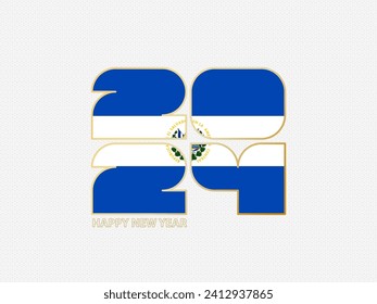 Abstract numbers 2024 with flag of El Salvador. Vector illustration.