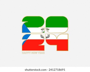 Abstract numbers 2024 with flag of Equatorial Guinea. Vector illustration.