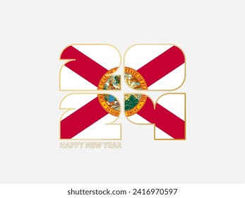Abstract numbers 2024 with flag of Florida. Vector illustration.