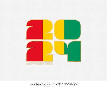 Abstract numbers 2024 with flag of Guinea. Vector illustration.