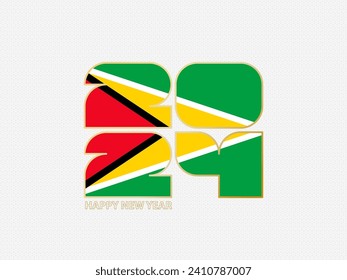 Abstract numbers 2024 with flag of Guyana. Vector illustration.