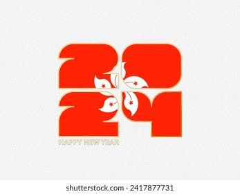 Abstract numbers 2024 with flag of Hong Kong. Vector illustration.