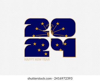 Abstract numbers 2024 with flag of Indiana. Vector illustration.