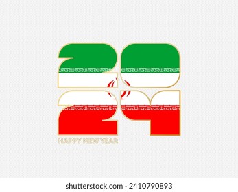 Abstract numbers 2024 with flag of Iran. Vector illustration.