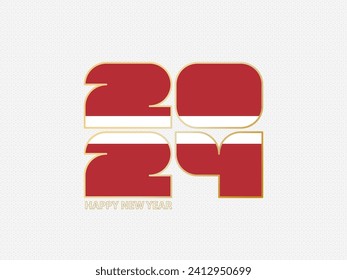Abstract numbers 2024 with flag of Latvia. Vector illustration.