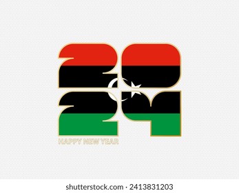 Abstract numbers 2024 with flag of Libya. Vector illustration.