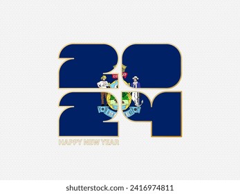 Abstract numbers 2024 with flag of Maine. Vector illustration.