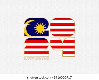 Abstract numbers 2024 with flag of Malaysia. Vector illustration.