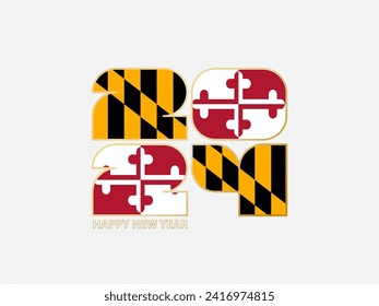Abstract numbers 2024 with flag of Maryland. Vector illustration.