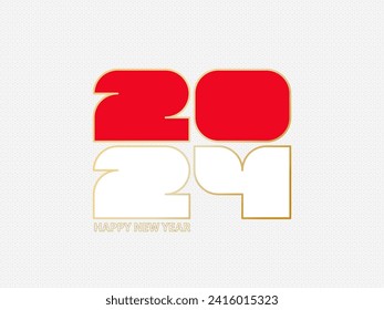 Número abstracto 2024 con bandera de Mónaco. Ilustración vectorial.
