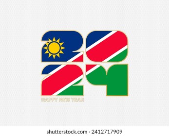 Abstract numbers 2024 with flag of Namibia. Vector illustration.