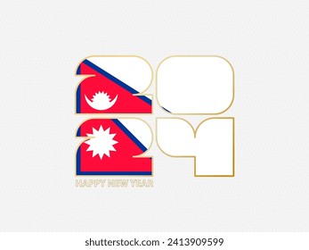 Abstract numbers 2024 with flag of Nepal. Vector illustration.