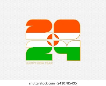 Abstract numbers 2024 with flag of Niger. Vector illustration.