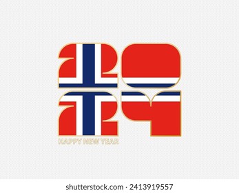 Abstract numbers 2024 with flag of Norway. Vector illustration.